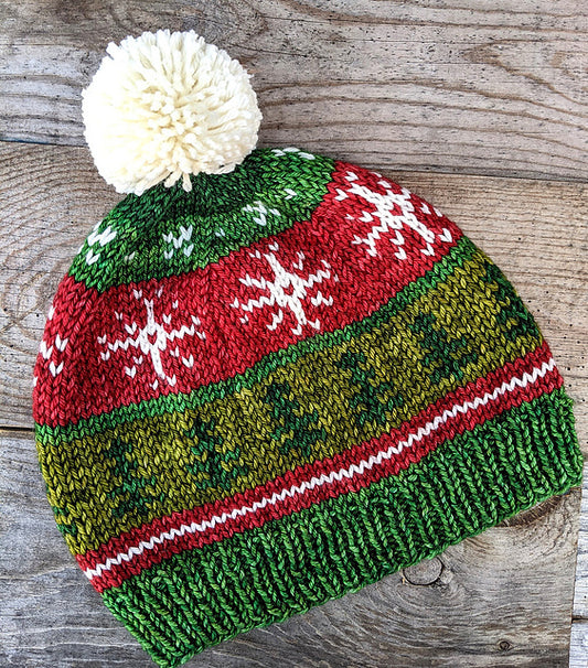 Winter Holiday Hat Knitting Kit  - design by Nancy Bates