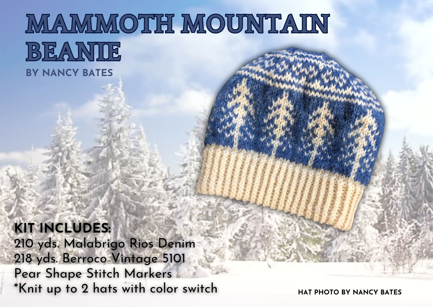 Mammoth Mountain Beanie Yarn Knitting Kit  - Nancy Bates Design