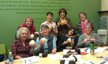 The first group get together of KnittedKnockers.org at Apple Yarns.