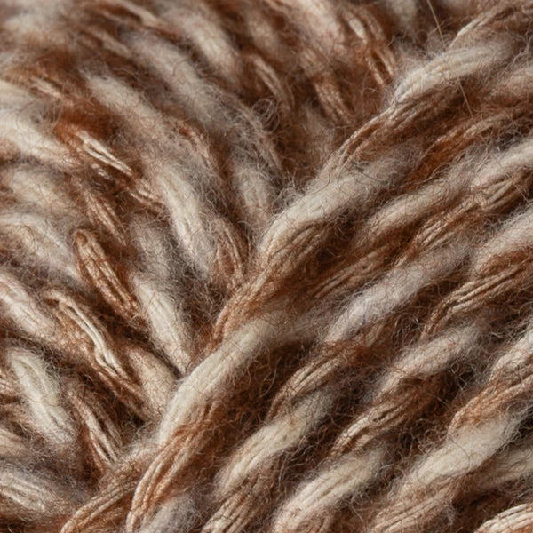 Granola:  Berroco Stratto yarn close-up with brown and cream marled strands and a soft halo.
