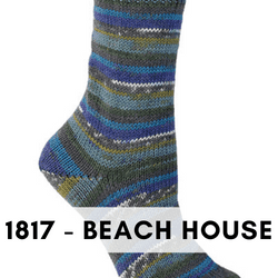 Berroco Comfort Sock self striping yarn is a nylon, acrylic blend, sock weight that makes beautiful super wash socks, Beach House 1817