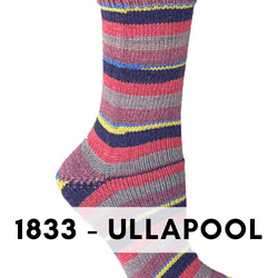 Berroco Comfort Sock self striping yarn is a nylon, acrylic blend, sock weight that makes beautiful super wash socks, Ullapool 1833.