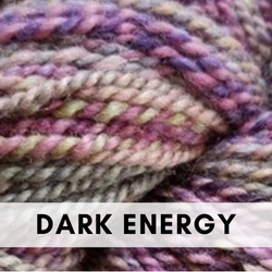 This is a photo of yarn with pink, magenta, purple, and gray twisted throughout.