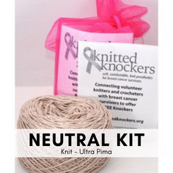 This is an image of one of the Knitted Knockers Kit with neutral colored yarn.
